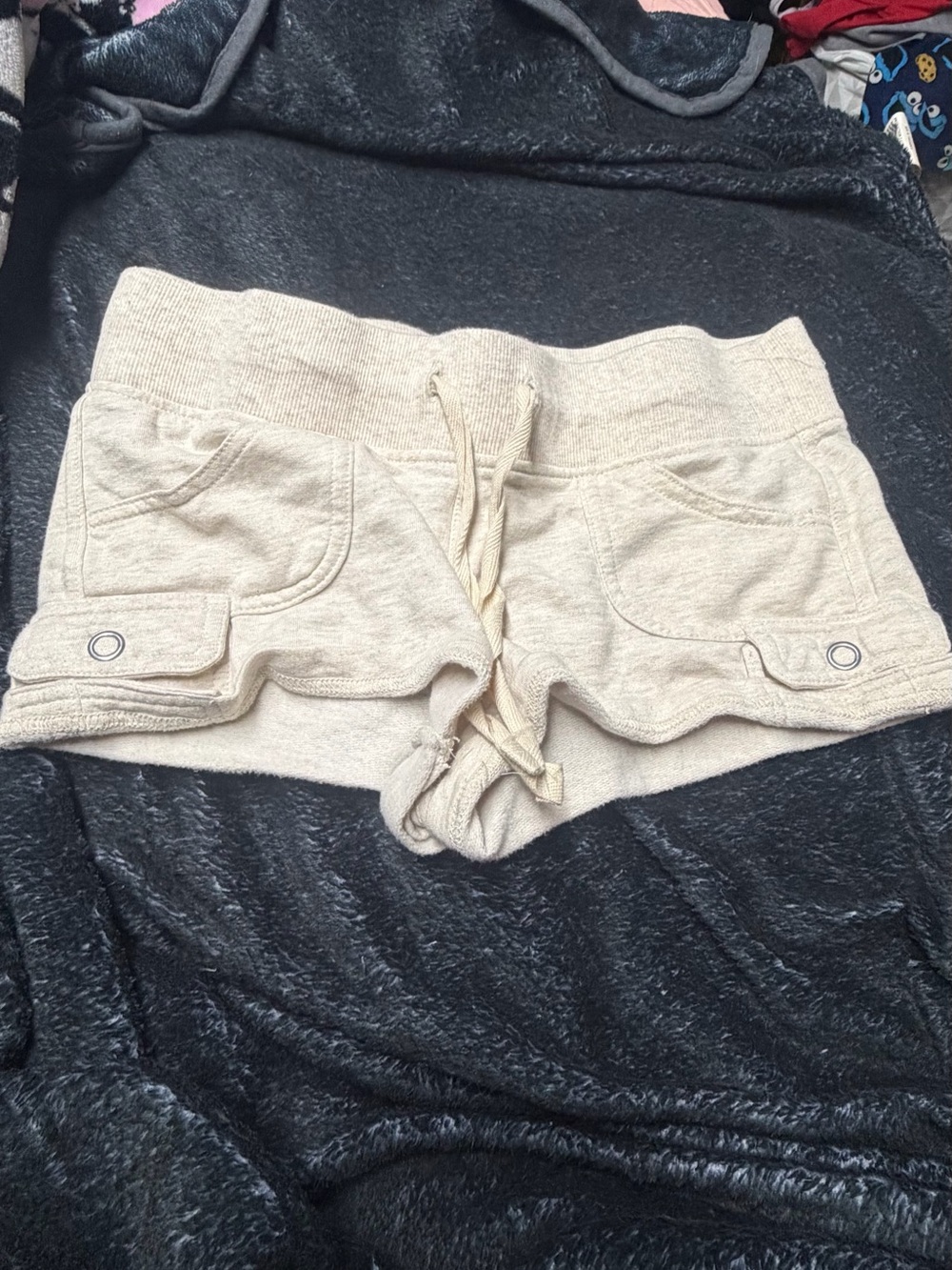SO Light Beige Knit Athletic Shorts with Drawstring